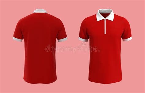 Blank Red Polo Shirt Mockup with Half Zip Stock Illustration ...