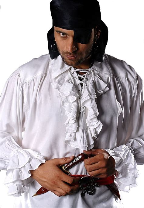 Medieval Poet's Pirate Shirt Costume [White] (X-Large) - Walmart.com