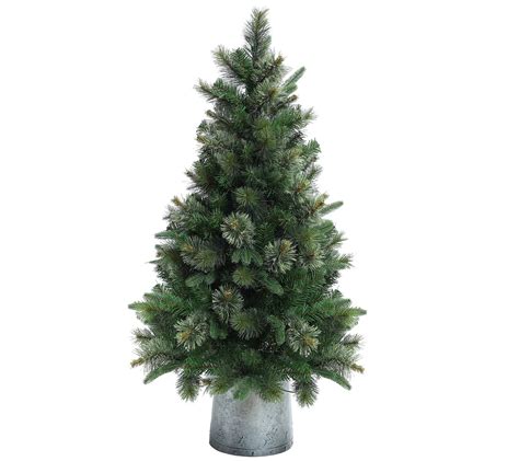 LuxenHome 4' Pre-Lit Artificial Christmas Pine Tree with Pot - QVC.com