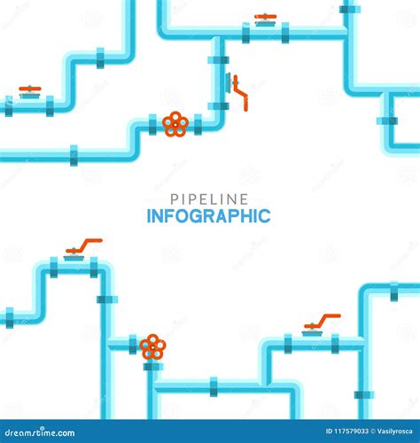 Pipeline Infographic. Oil, Water or Gas Flat Valve Vector Design Stock ...