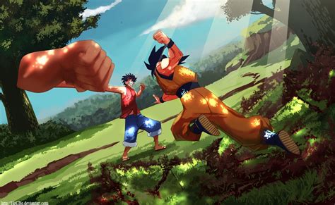 Image - Goku Vs Luffy by hoCbo.jpg | Ultra Dragon Ball Wiki | FANDOM powered by Wikia