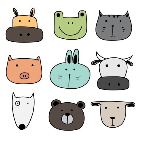 Set Of Cute Animal. Hand Drawn Vector Illustration 584026 Vector Art at Vecteezy