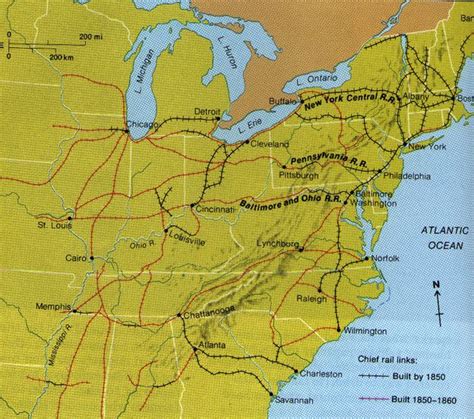 Map illustrating railroad system in/ around Virginia in 1850-1860 when ...