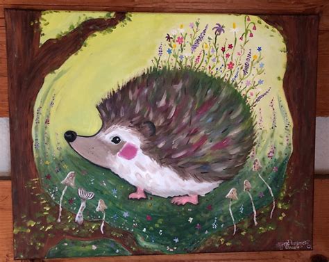 Hedgehogs Woodland Hollow Fine Art Print Oil Painting Forest | Etsy