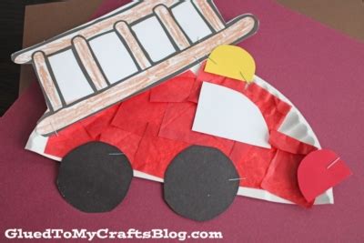 Paper Plate Fire Truck Craft Idea - Glued To My Crafts