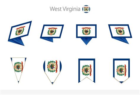 West Virginia US State flag collection, eight versions of West Virginia ...