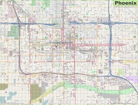 Large detailed street map of Phoenix | Street map, Map, Street