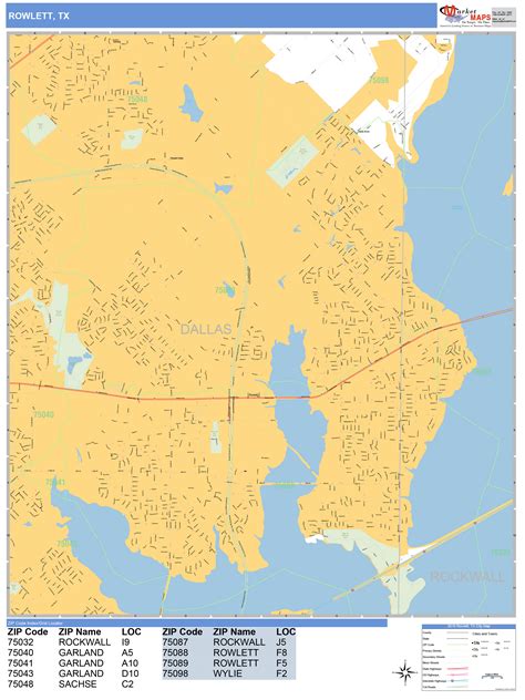 Rowlett Texas Wall Map (Basic Style) by MarketMAPS - MapSales