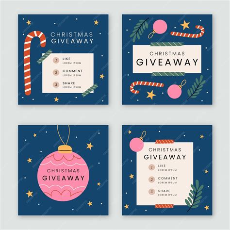 Free Vector | Hand drawn flat christmas giveaway instagram posts collection