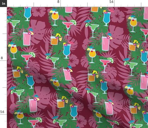 Hawaii Blue (red) Fabric | Spoonflower