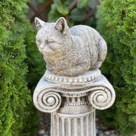 Handcrafted Concrete Sleeping Cat Statue for Garden | Etsy