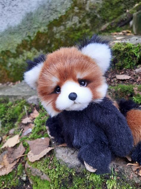 Red panda handmade plush collectible stuffed toy OOAK teddy | Etsy