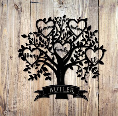 Custom Metal Family Tree Wall Art Personalised Family Tree | Etsy