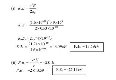 Calculate the kinetic energy and potential energy of an electron in the ...