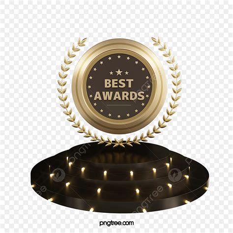 Three Dimensional PNG Image, Golden Three Dimensional Awards Logo, Golden, Award Presentation ...