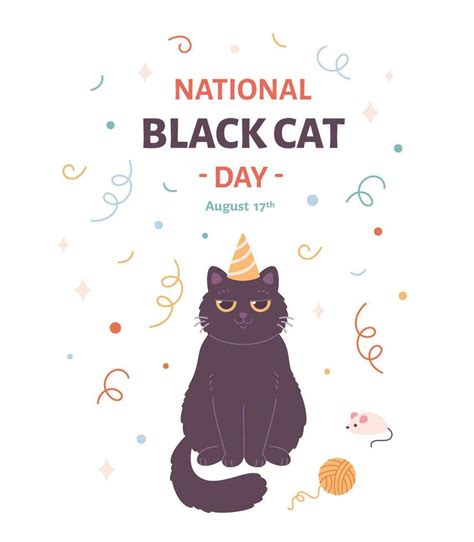 National Black Cat Day. Cute cat in party hat. Celebration, holiday, domestic cat. 27153040 ...