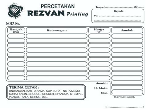 10+ Contoh Nota Percetakan Yang Bisa Anda Tiru - Massiswo.Com