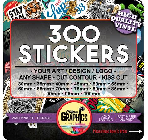 300 Custom Sticker Bulk Print Vinyl Your Design Decals Labels - Etsy UK