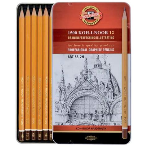 Koh-I-Noor 1500 Graphite 12 Pencils set 8B -2H | Foxy Studio