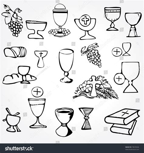 Set Illustration Communion Depicting Traditional Christian Stock Vector ...