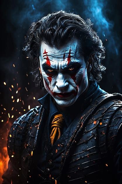 Premium Photo | Joker Heath Ledger Illustration iconic joker pose from Batman movie franchise