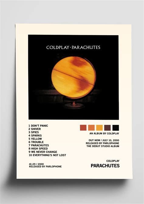 Coldplay 'Parachutes' Album Art Tracklist Poster – The Indie Planet