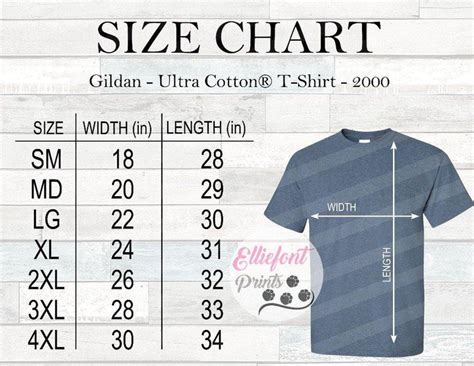 Gildan 2000 Size Chart – Elliefont Styles