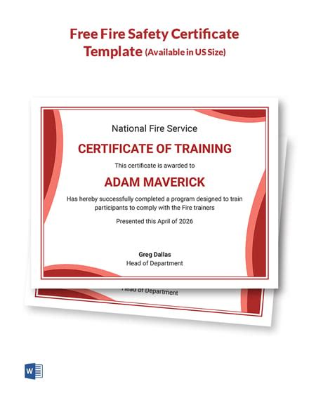 Free Fire Safety Certificate Template - Word | Template.net