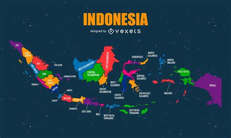 Colorful Indonesia Map Vector Download