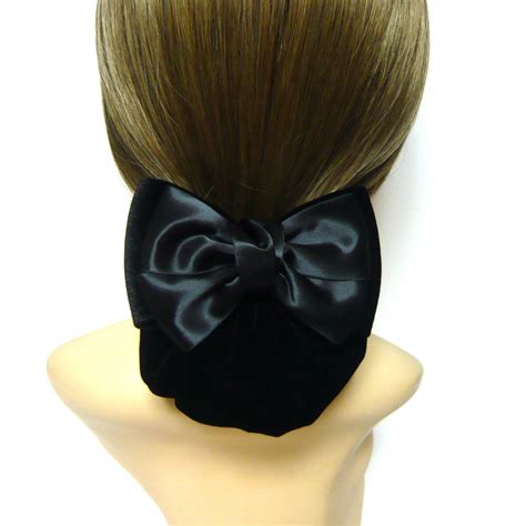 Formal Large Black Velvet Bow Ribbon Bowknot Hair Bun Net - Etsy