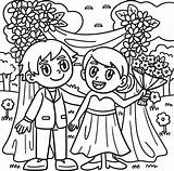 Wedding Groom And Bride Coloring Page For Kids 11770231 Vector Art At  sketch template