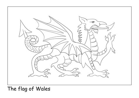 Flag of Wales on plain page for easy coloring and downloading sheet