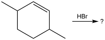 The following electrophilic addition reaction involves a carbocation rearrangement. Predict the ...