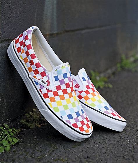 Vans Slip-On Rainbow Checkerboard Skate Shoes | Zumiez | Vans shoes ...