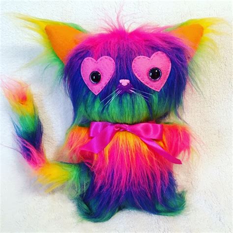 Rainbow Love Kitten Plush Cat Toy OOAK Doll Kawaii Plush Ugly - Etsy