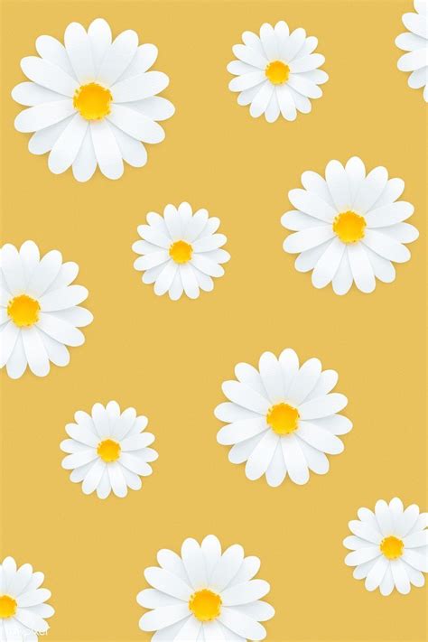 Download premium psd of White daisy pattern on yellow background 1202497 | Daisy wallpaper ...