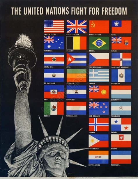 Vintage WWII Homefront Poster 'United Nations Fight For Freedom' by ...