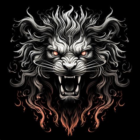 Angry lion tattoo design illustration | Premium AI-generated image