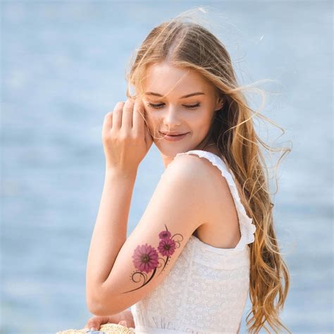 Daisy Temporary Tattoo Purple Daisy Tattoo Flower Tattoo - Etsy