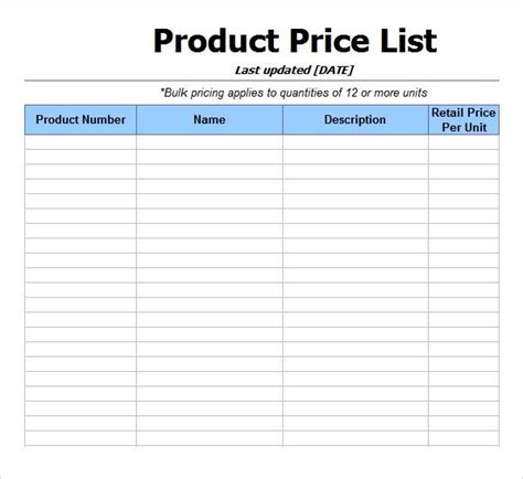 10+ Price List Templates | Word, Excel & PDF Templates | Price list template, Price list design ...