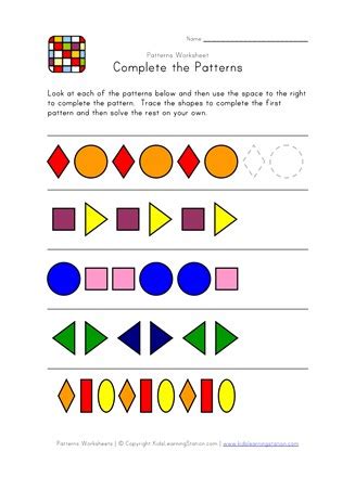 Patterns And Shapes Worksheets - Worksheets For Kindergarten