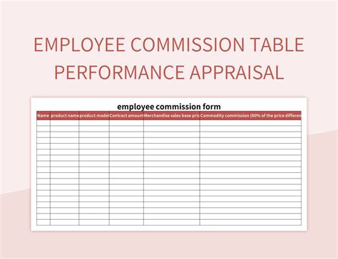 Employee Commission Table Performance Appraisal Excel Template And Google Sheets File For Free ...