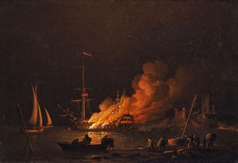 British Tars, 1740-1790: Ship on Fire at Night, c.1756