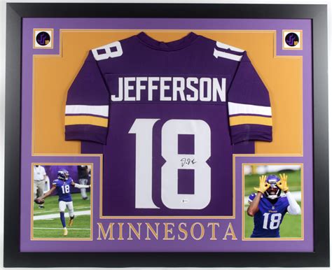 Justin Jefferson Signed 35x43 Custom Framed Jersey (Beckett COA ...