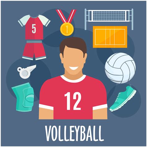 Volleyball sport equipment and outfit 11677380 Vector Art at Vecteezy