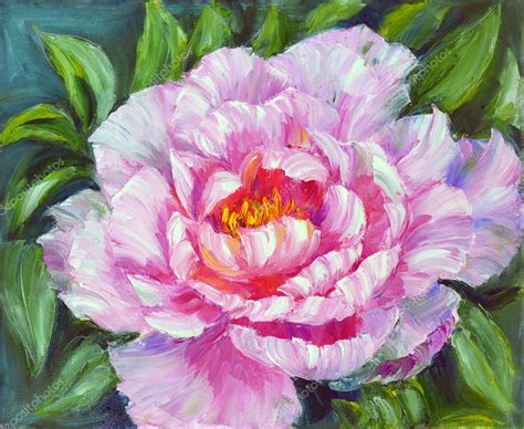 Peony, oil painting on canvas — Stock Photo © Valenty #20996001