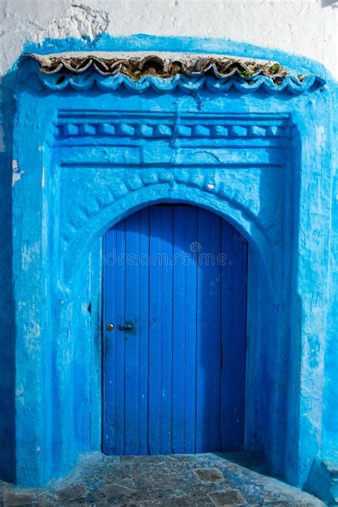 A Blue Door in the Blue City Chefchaouen by Night Stock Photo - Image of historic, arch: 253089616