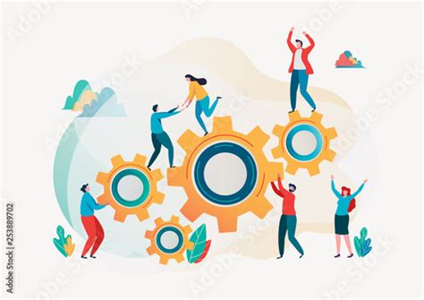 Team building and business peoples success together teamwork concept Stock Vector | Adobe Stock