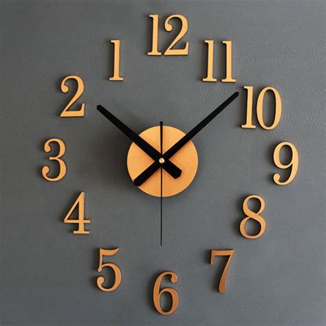 Diy Large 3D Number Wall Sticker Big Watch Home Decor Art Clock Gold ...