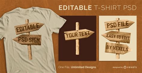 Wooden Signs Scalable T-shirt Psd PSD Editable Template